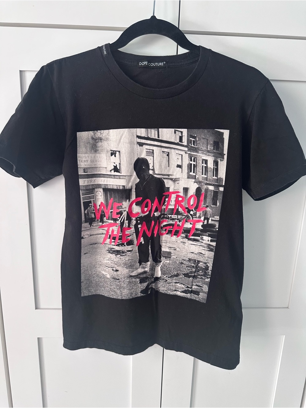 DOPE Black Graphic Tee with Pink Text "We Control The Night"